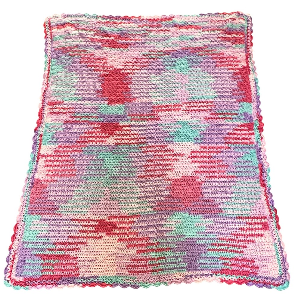 Crochet Afghan NEW Throw Handmade Blanket 58x48 Lrg. Textured Boho Cottage Decor